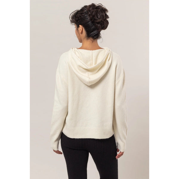 Drawstring Knit Hoodie Sweater