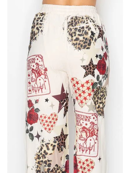 Rose Star Western Drawstring Pants
