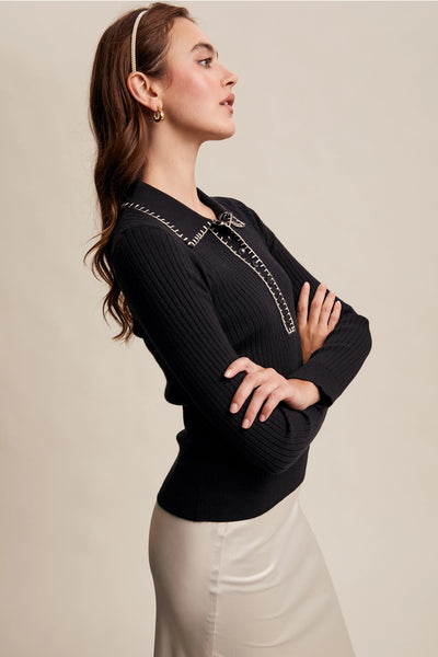 Contrast Stitch Knit Top