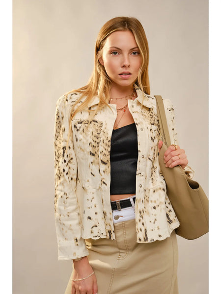 Cow Print Denim Jacket
