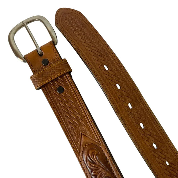Retro Leather Tooled Belt
