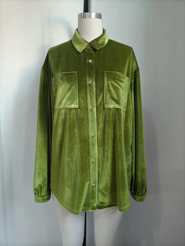 Evergreen Velvet Blouse