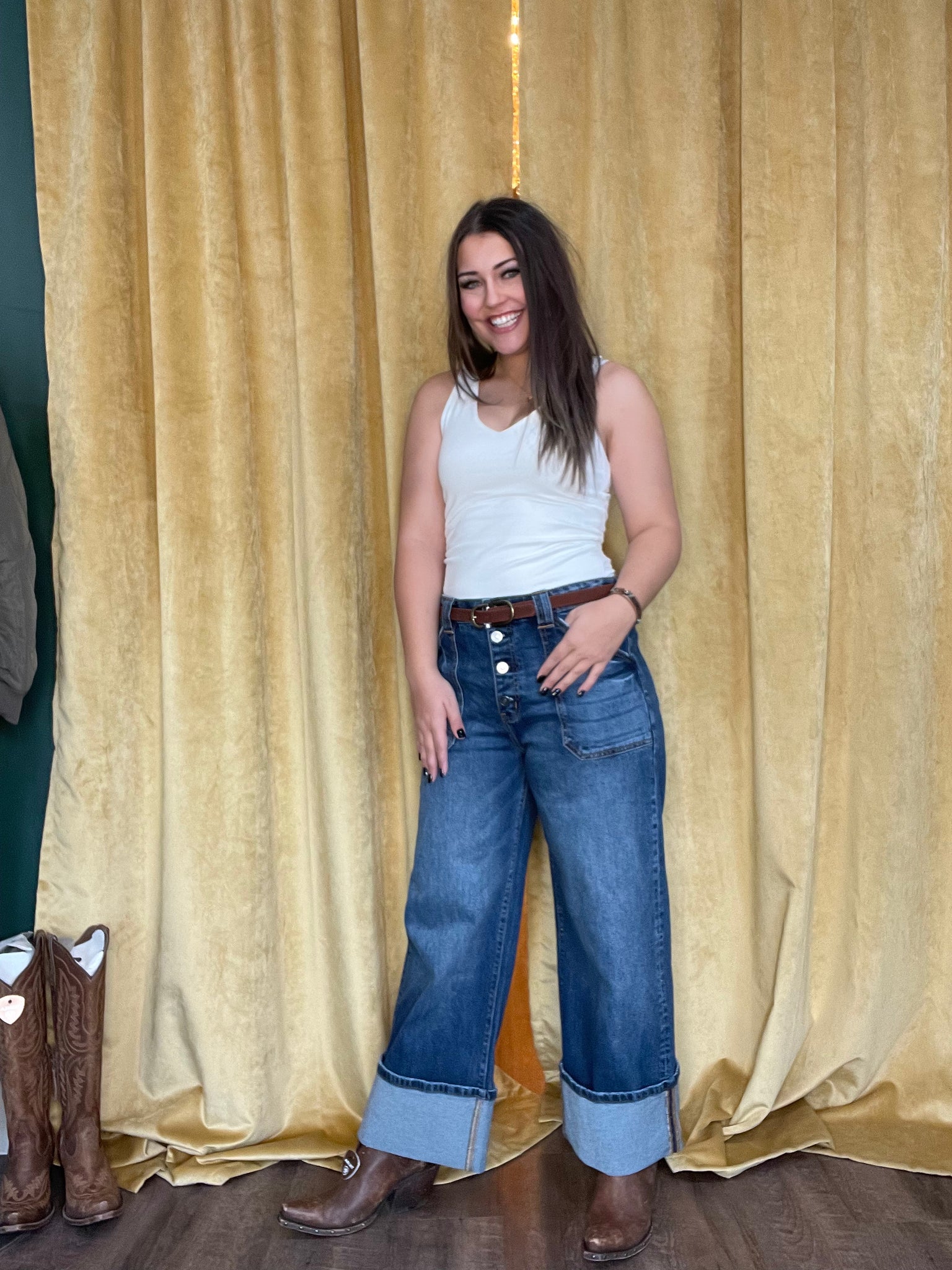Kancan Ankle Wide Leg Jeans
