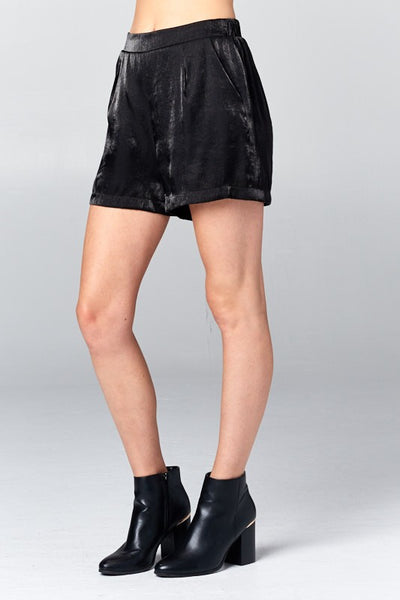 black shimmery shorts