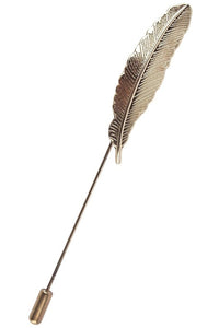 metal feather hat pin gold