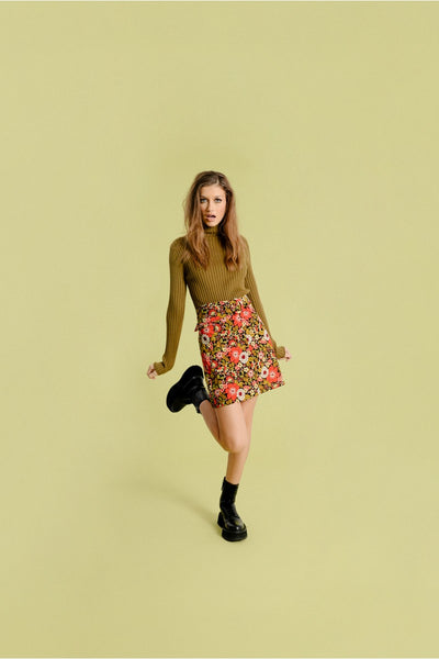 mod floral print skirt