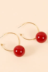dangling ball earring red