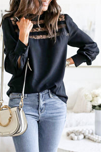 black lace trim blouse s