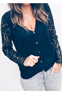 black cardigan with lace sleeves