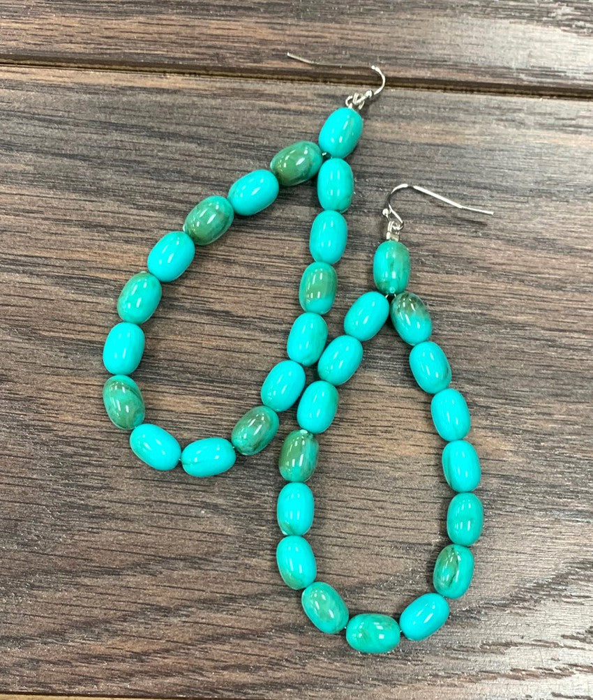 teardrop turquoise bead earrings