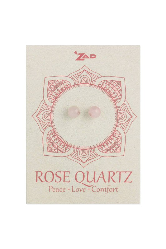 rose quartz ball stud earrings