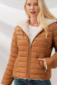 sherpa fleece puffer jacket