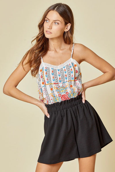 embroidered floral tank