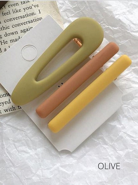 muted colors hair clips olive