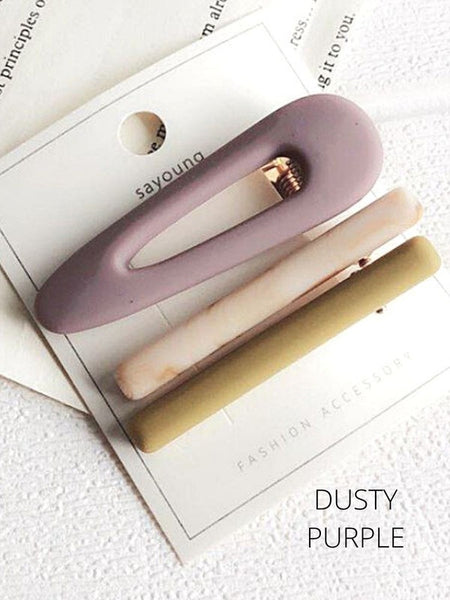 muted colors hair clips dusty purple