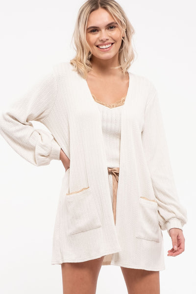 cream cardigan with lace detail l