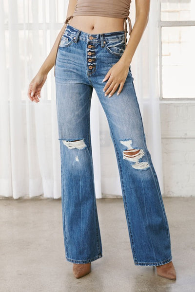 kancan button 90's flare jeans