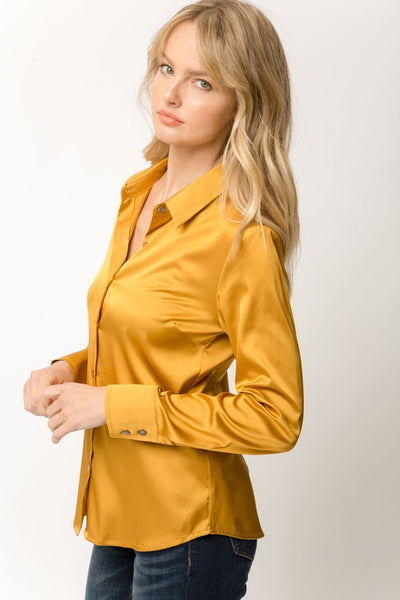gold mustard satin blouse