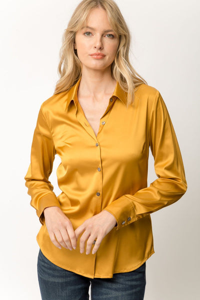 gold mustard satin blouse