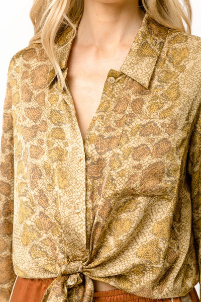 silky animal print blouse