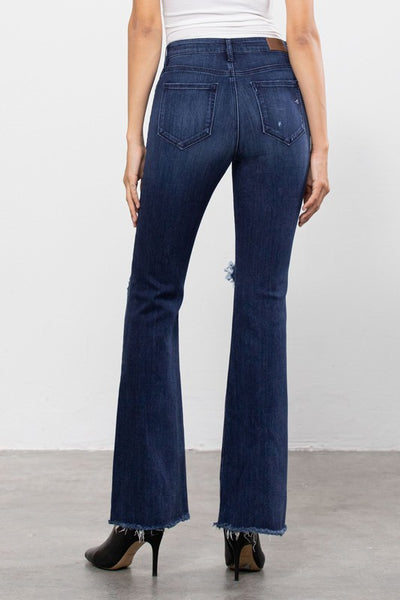 hidden cargo pocket flare jeans