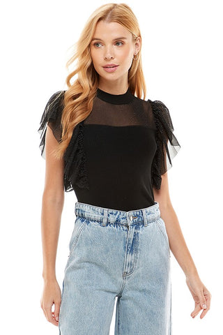 fancy ribbed knit top l