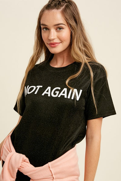 shimmer "not again" knit top