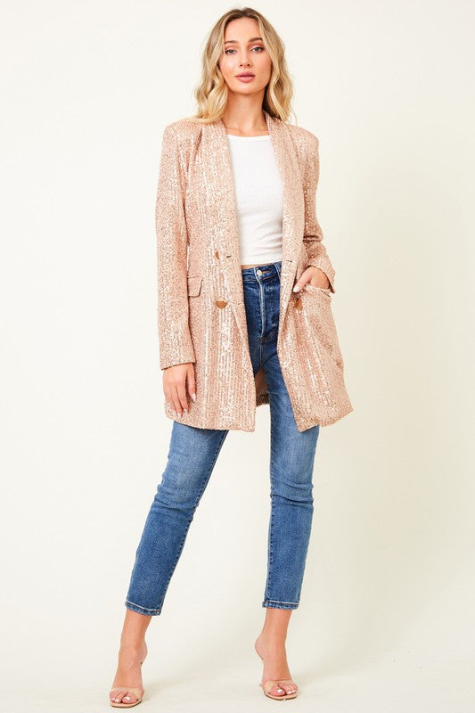 Rose Gold Sequin Blazer Dress Rose Gold Sequin Blazer Dress