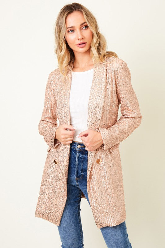 Rose Gold Sequin Blazer Dress Rose Gold Sequin Blazer Dress