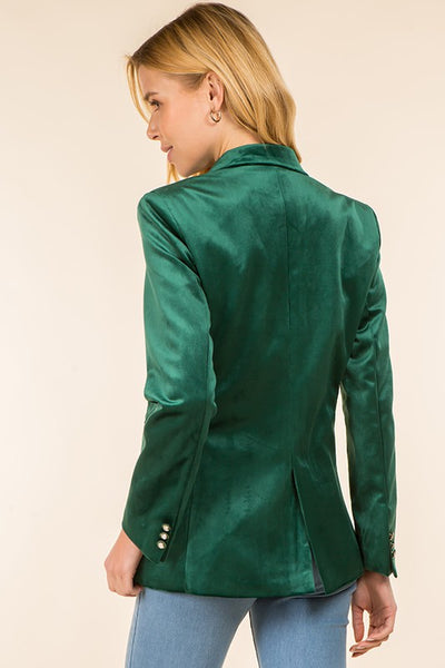 green velvet blazer