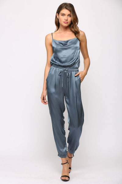 silky washed navy jumpsuit s