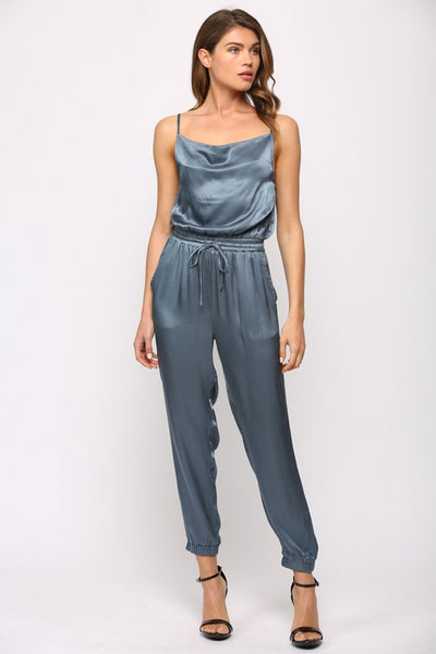 silky washed navy jumpsuit