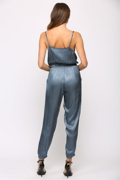 silky washed navy jumpsuit