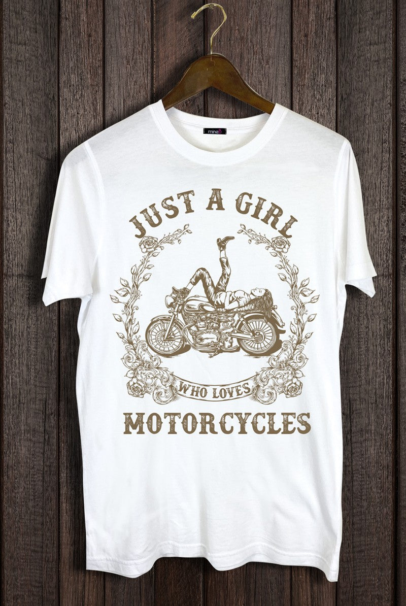 girl loves motorcycles tee l