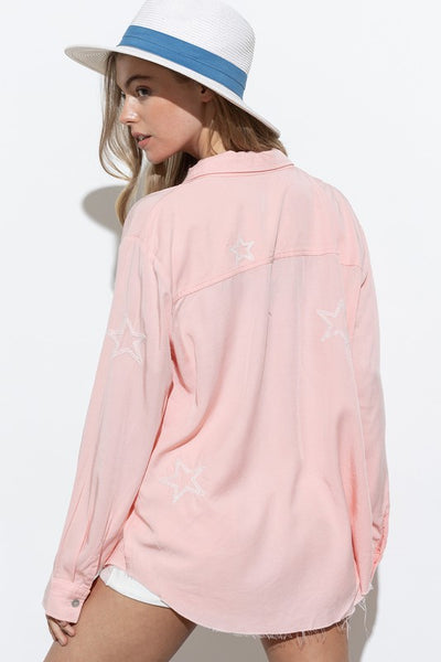 Pink Embroidered Star Shirt