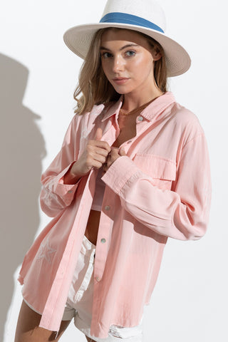 pink embroidered star shirt