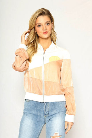 sunset satin bomber jacket