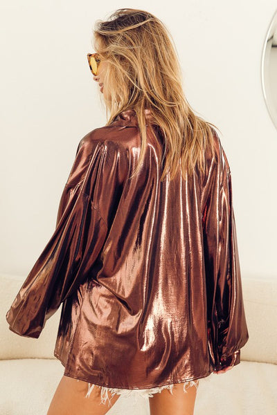 bronze metallic silky blouse
