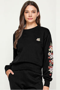flower embroidered sweatshirt