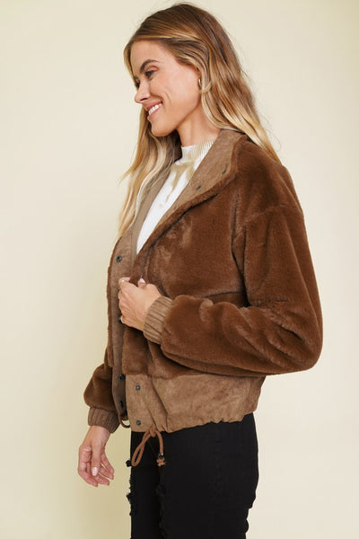 hot chocolate faux fur bomber