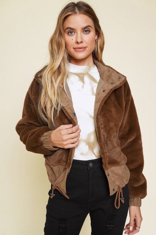hot chocolate faux fur bomber