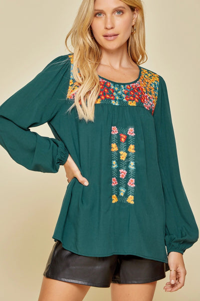 tenley turquoise embroidered blouse s