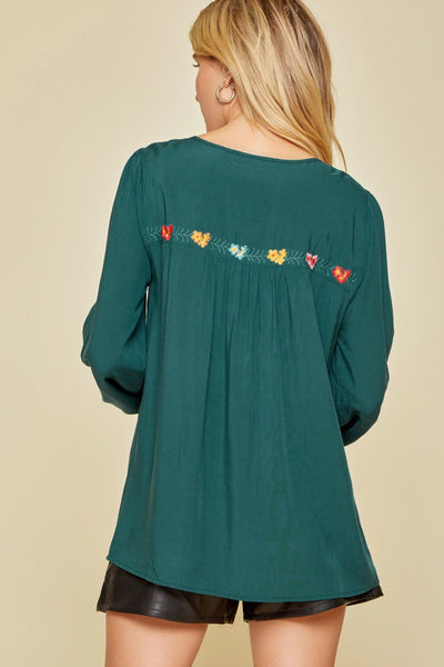 tenley turquoise embroidered blouse