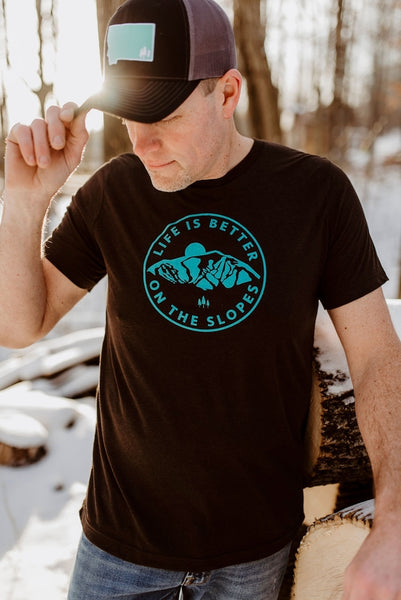 "life is better on the slopes" tee