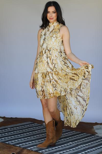 mustard python dress