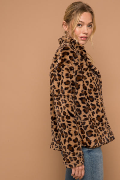 leopard faux fur jacket