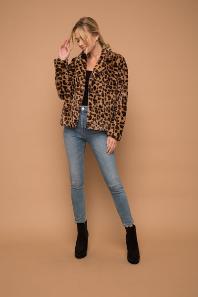 leopard faux fur jacket