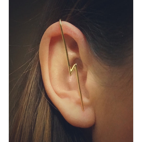 lightning bolt ear pin gold