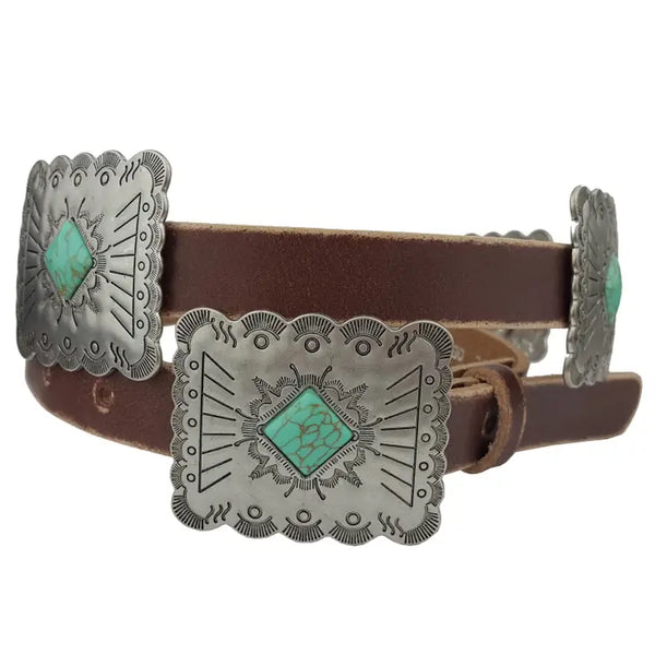 Distressed Leather Concho Belt