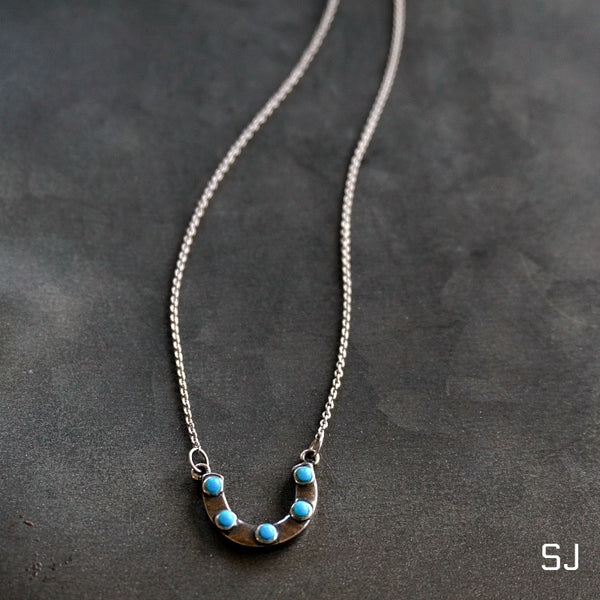 turquoise & sterling silver horseshoe necklace